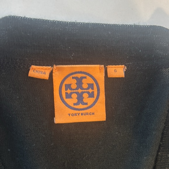 Tory Burch Woman's Sweater Black Cardigan 100% Merino Wool V-Neck, Small - Picture 2 of 4